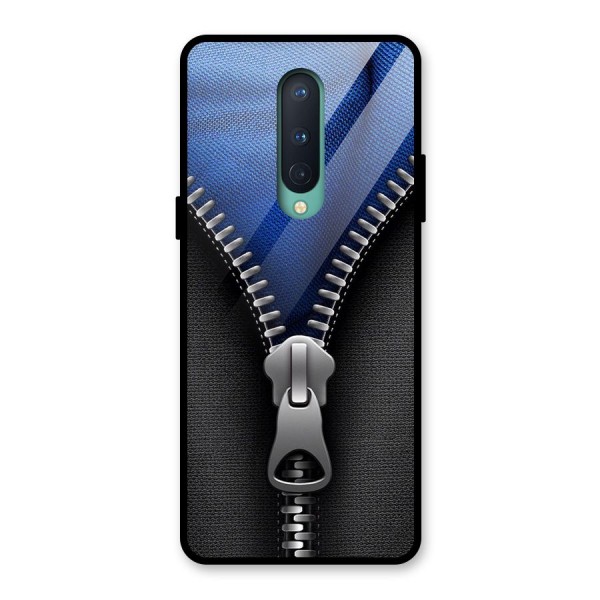 Blue Zipper Glass Back Case for OnePlus 8