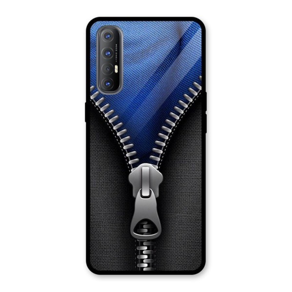 Blue Zipper Glass Back Case for Oppo Reno3 Pro