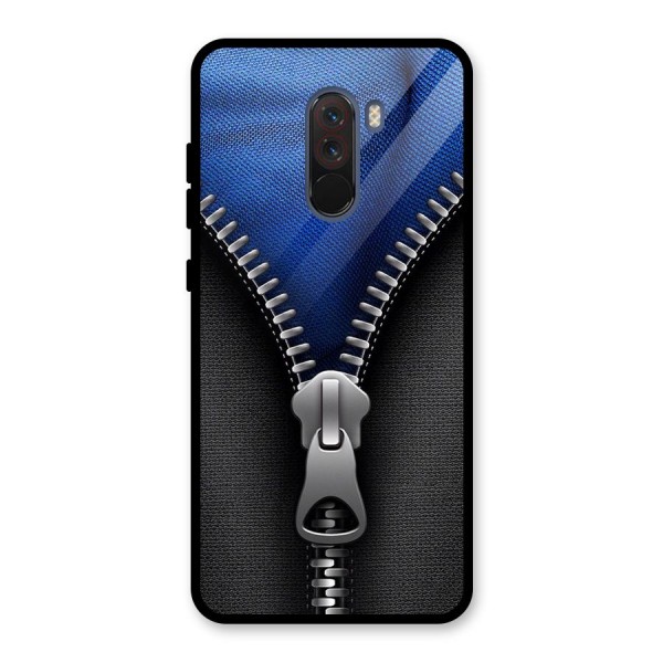 Blue Zipper Glass Back Case for Poco F1