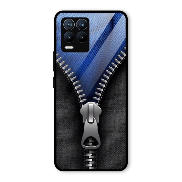 Blue Zipper Glass Back Case for Realme 8