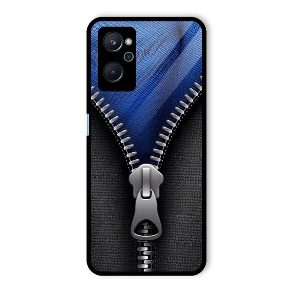 Blue Zipper Glass Back Case for Realme 9i