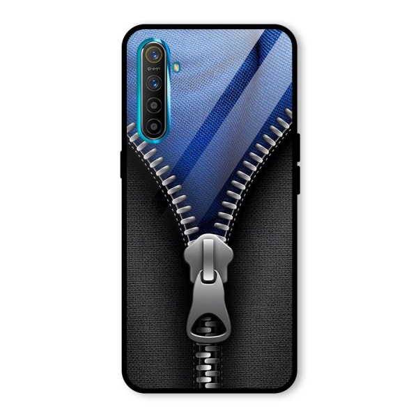 Blue Zipper Glass Back Case for Realme XT