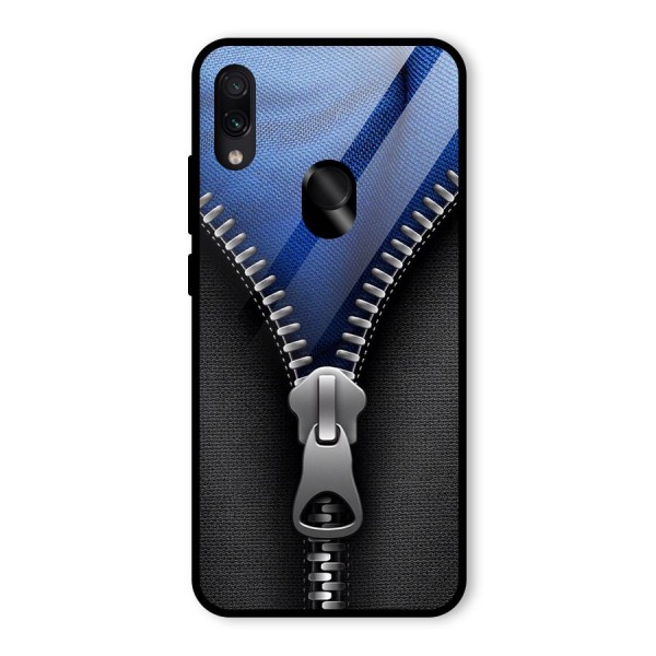 Blue Zipper Glass Back Case for Redmi Note 7