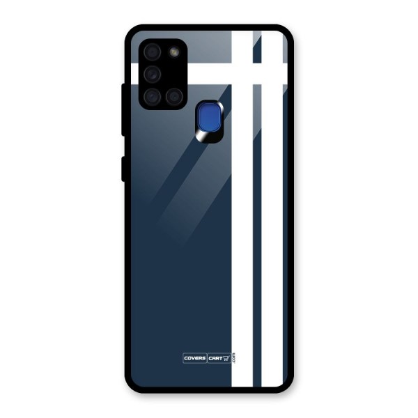 Blue and White Glass Back Case for Galaxy A21s