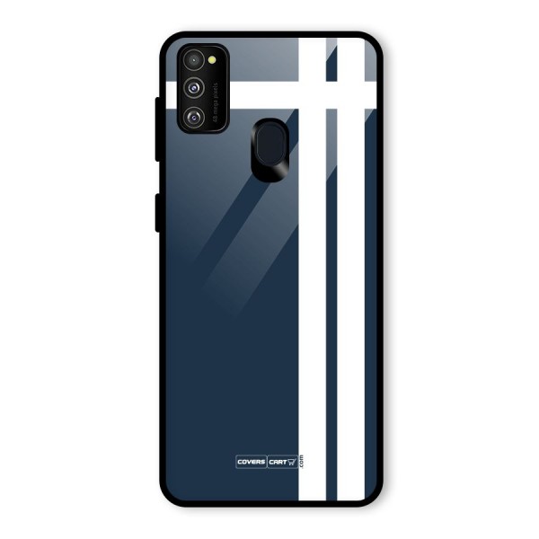 Blue and White Glass Back Case for Galaxy M21