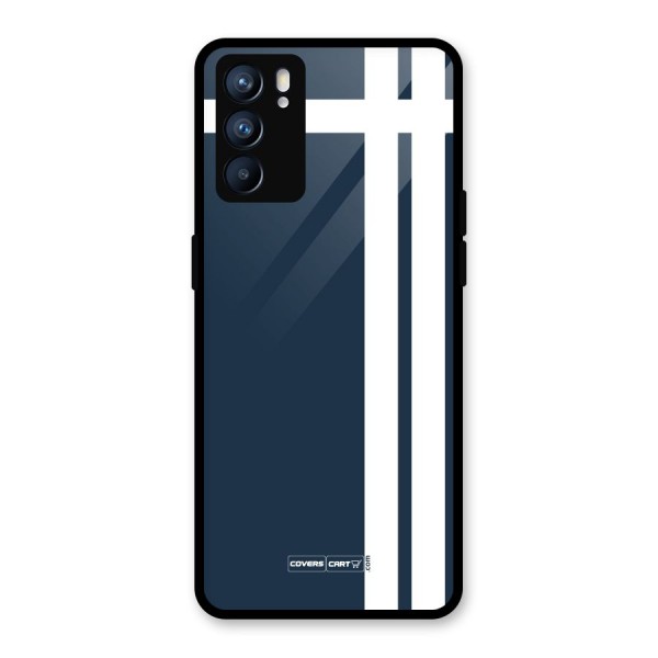 Blue and White Glass Back Case for Oppo Reno6 5G