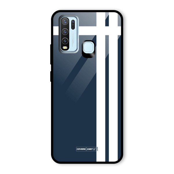 Blue and White Glass Back Case for Vivo Y30