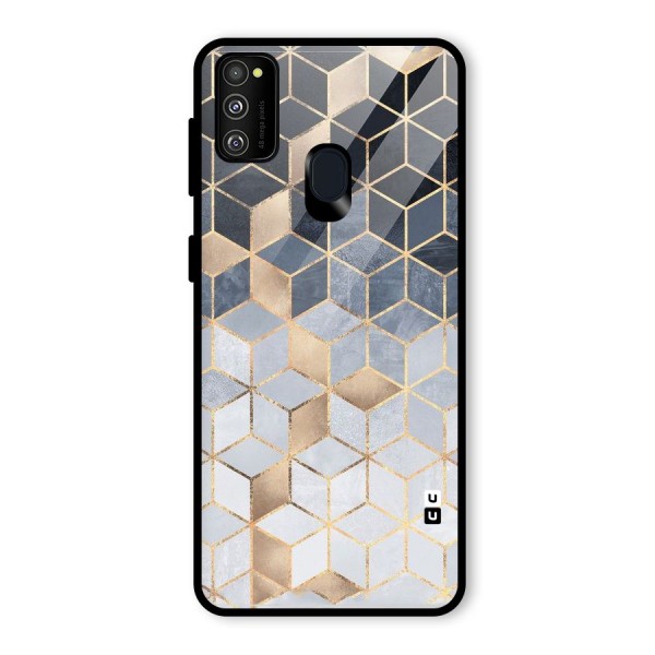 Blues And Golds Glass Back Case for Galaxy M21