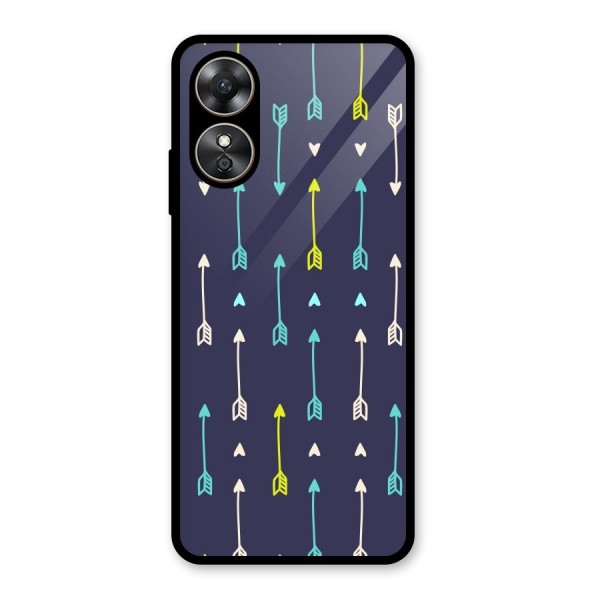 Boho Arrow Pattern Glass Back Case for Oppo A17