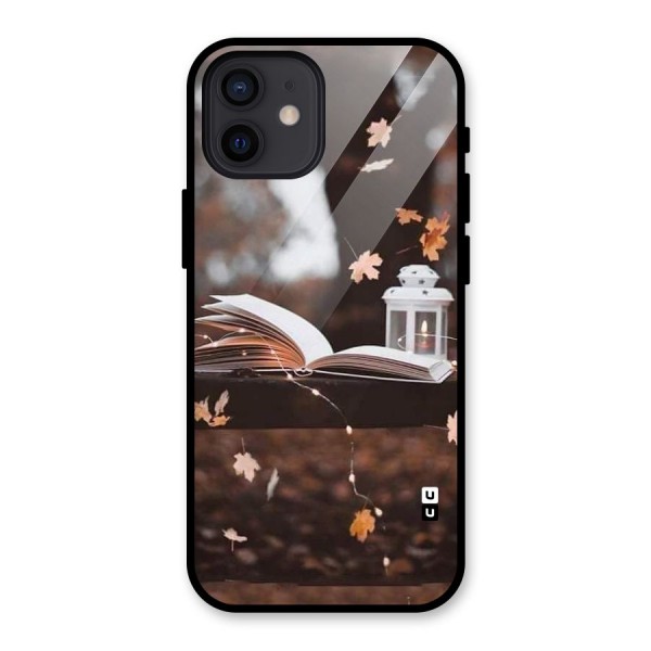 Book and Fall Leaves Glass Back Case for iPhone 12