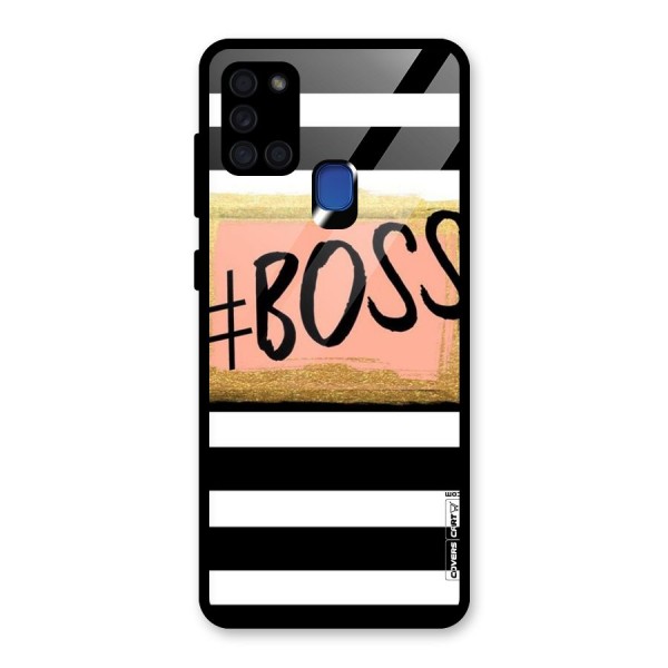 Boss Stripes Glass Back Case for Galaxy A21s