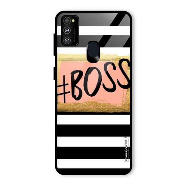 Boss Stripes Glass Back Case for Galaxy M21