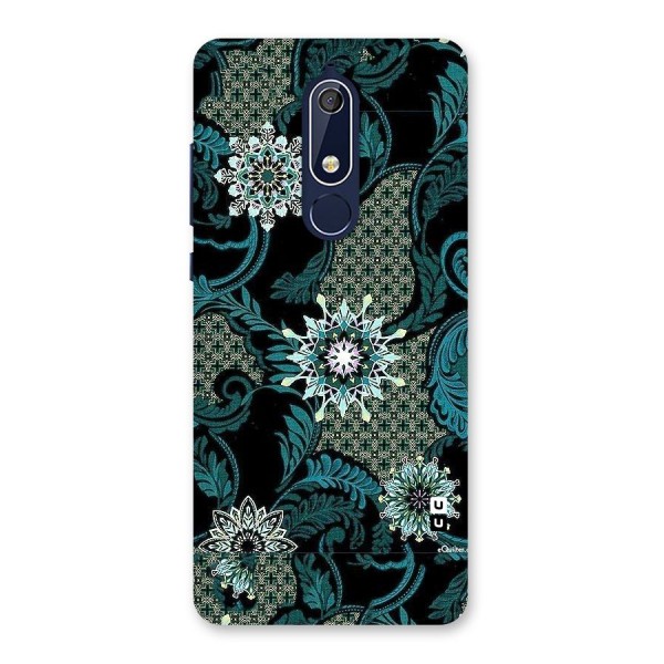 Bottle Green Floral Back Case for Nokia 5.1