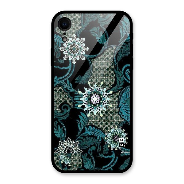 Bottle Green Floral Glass Back Case for XR