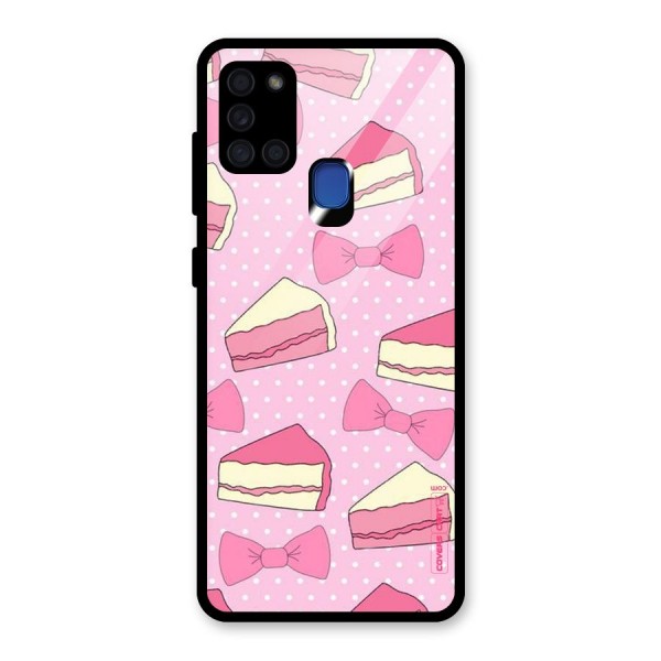 Bow Cake Glass Back Case for Galaxy A21s