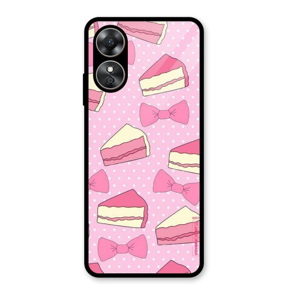 Bow Cake Glass Back Case for Oppo A17