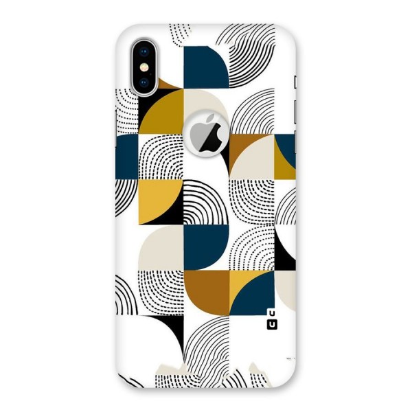 Boxes Pattern Back Case for iPhone XS Logo Cut