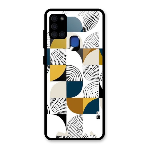 Boxes Pattern Glass Back Case for Galaxy A21s