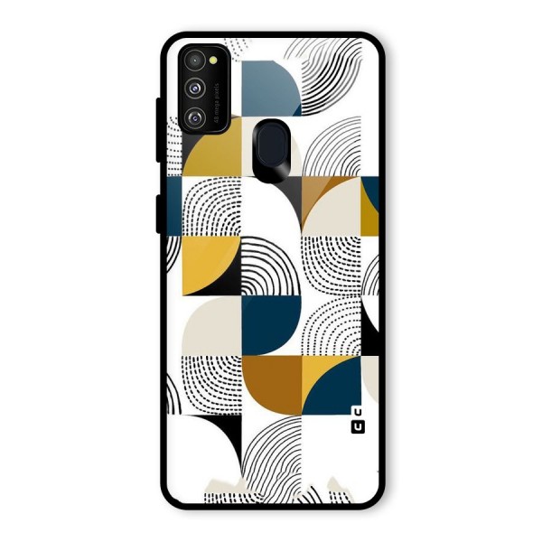 Boxes Pattern Glass Back Case for Galaxy M30s