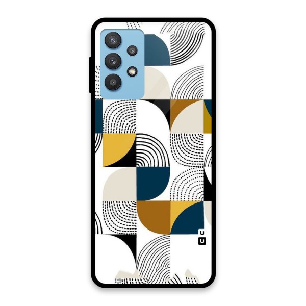 Boxes Pattern Glass Back Case for Galaxy M32 5G