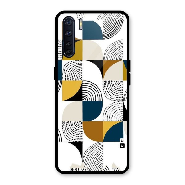 Boxes Pattern Glass Back Case for Oppo F15