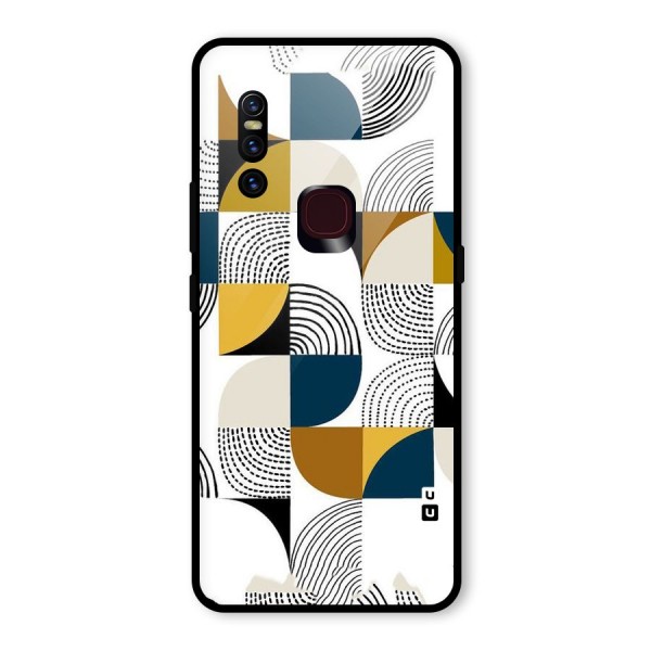 Boxes Pattern Glass Back Case for Vivo V15