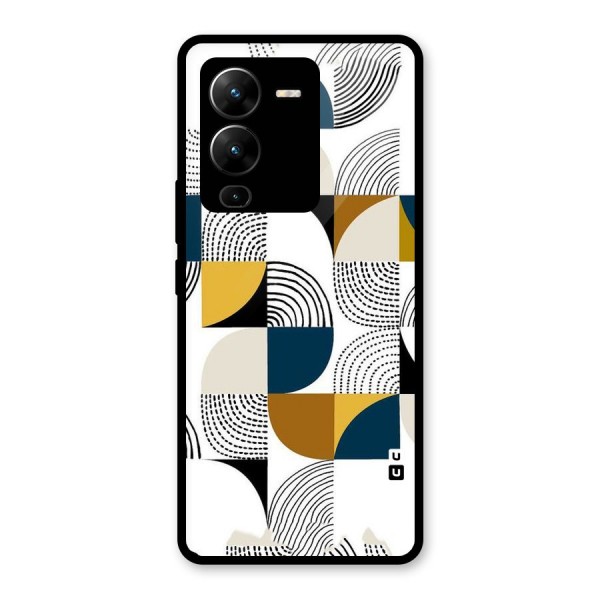 Boxes Pattern Glass Back Case for Vivo V25 Pro