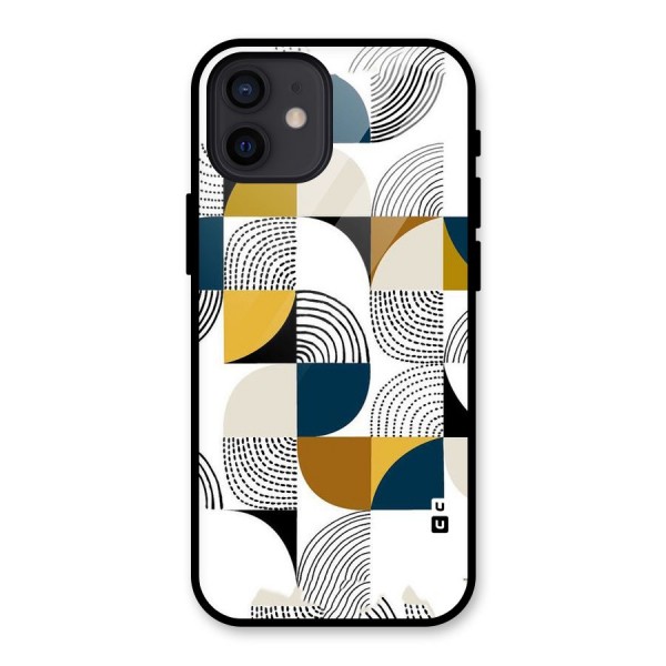 Boxes Pattern Glass Back Case for iPhone 12