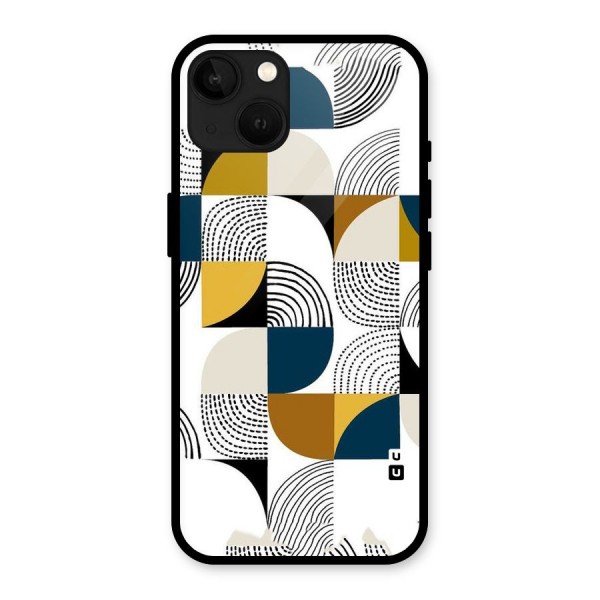 Boxes Pattern Glass Back Case for iPhone 13
