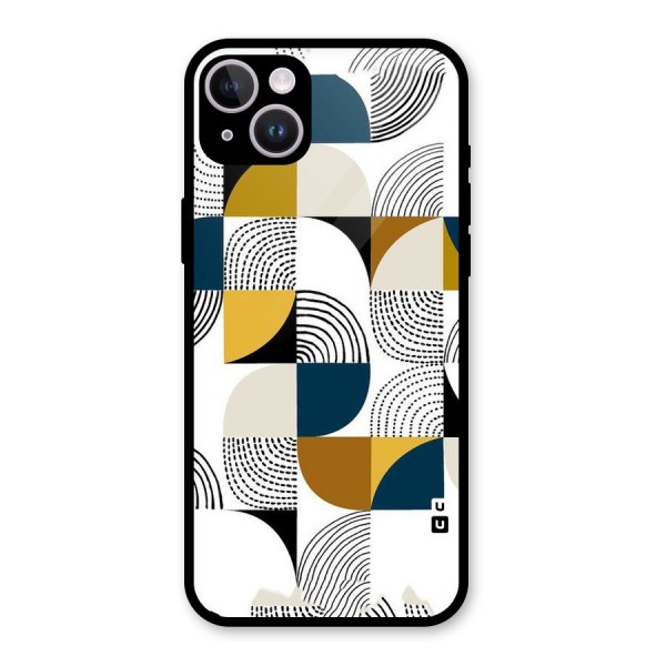 Boxes Pattern Glass Back Case for iPhone 14 Plus