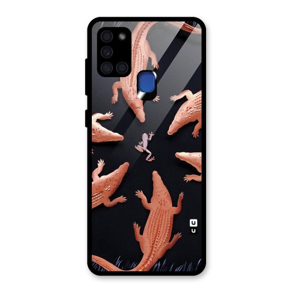 Brave Frog Glass Back Case for Galaxy A21s