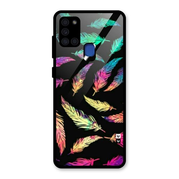 Bright Feathers Glass Back Case for Galaxy A21s