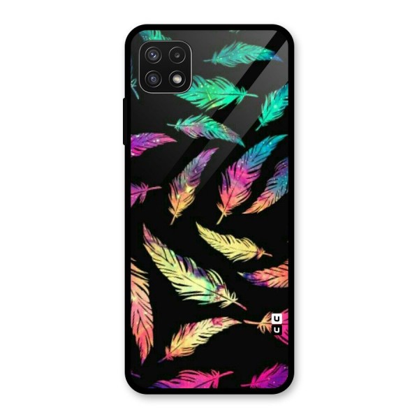 Bright Feathers Glass Back Case for Galaxy A22 5G