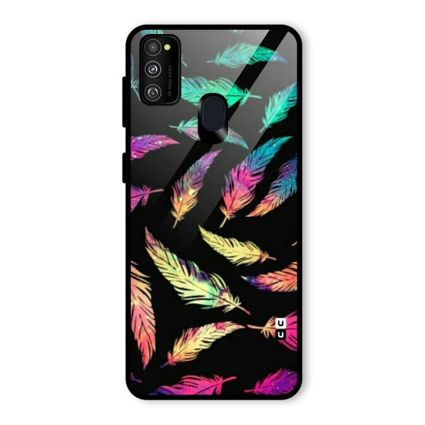 Bright Feathers Glass Back Case for Galaxy M21