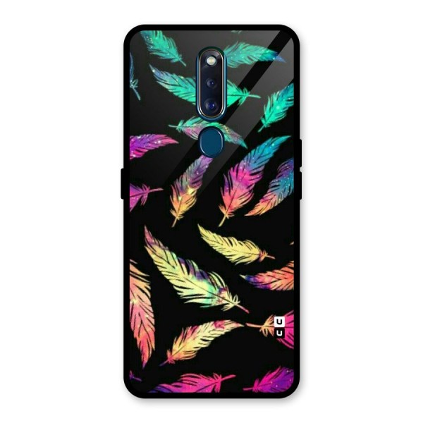 Bright Feathers Glass Back Case for Oppo F11 Pro