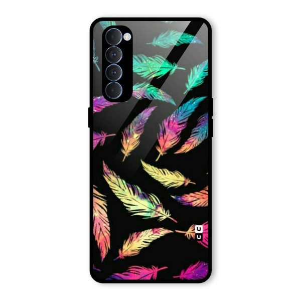 Bright Feathers Glass Back Case for Oppo Reno4 Pro