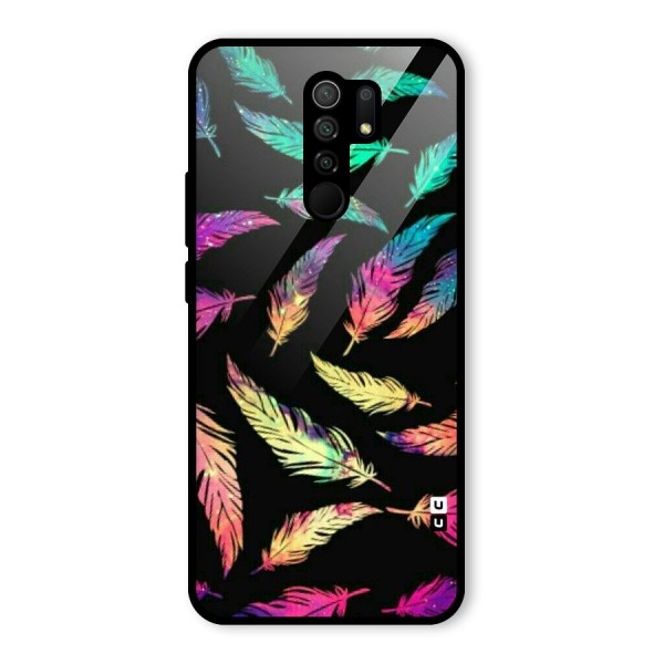 Bright Feathers Glass Back Case for Redmi 9 Prime