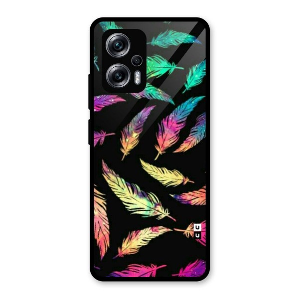 Bright Feathers Glass Back Case for Redmi K50i