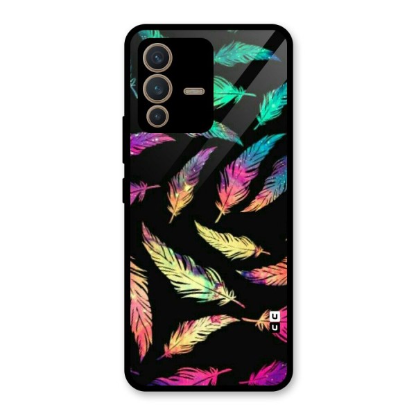 Bright Feathers Glass Back Case for Vivo V23 5G