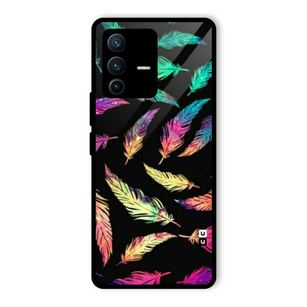 Bright Feathers Glass Back Case for Vivo V23 Pro