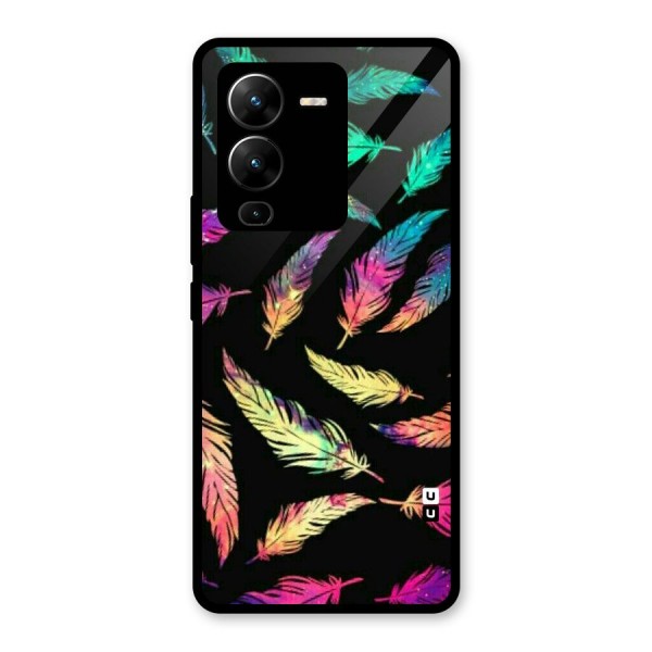 Bright Feathers Glass Back Case for Vivo V25 Pro