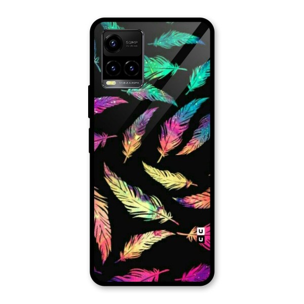 Bright Feathers Glass Back Case for Vivo Y21G