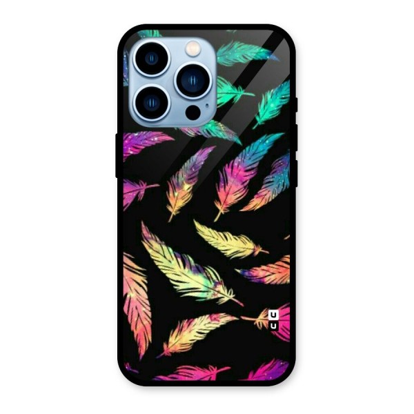 Bright Feathers Glass Back Case for iPhone 13 Pro