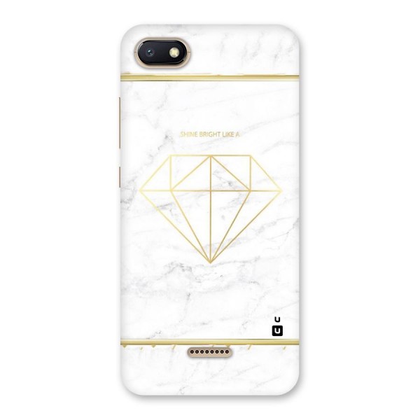 Bright Gold Diamond Back Case for Redmi 6A