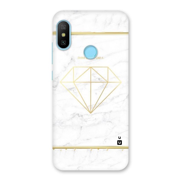 Bright Gold Diamond Back Case for Redmi 6 Pro