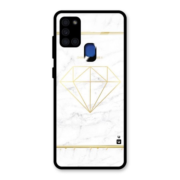 Bright Gold Diamond Glass Back Case for Galaxy A21s