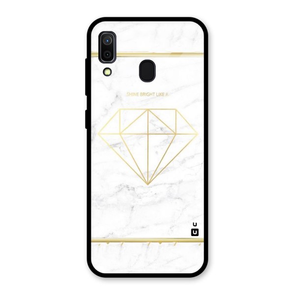 Bright Gold Diamond Glass Back Case for Galaxy A30