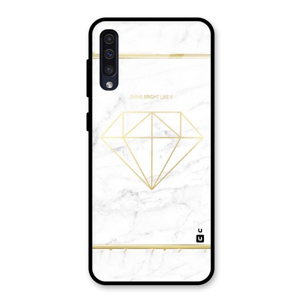 Bright Gold Diamond Glass Back Case for Galaxy A30s