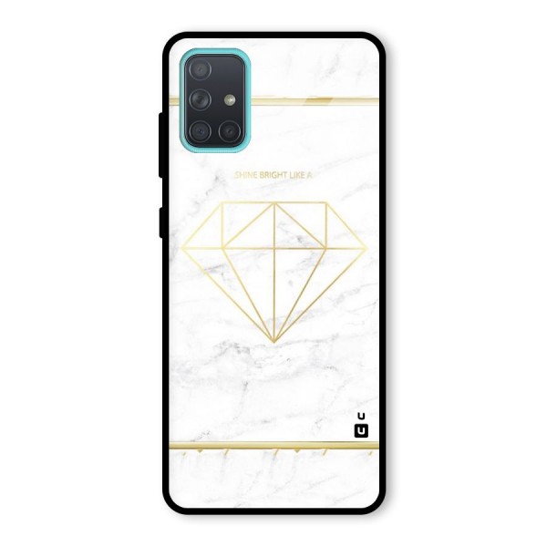 Bright Gold Diamond Glass Back Case for Galaxy A71