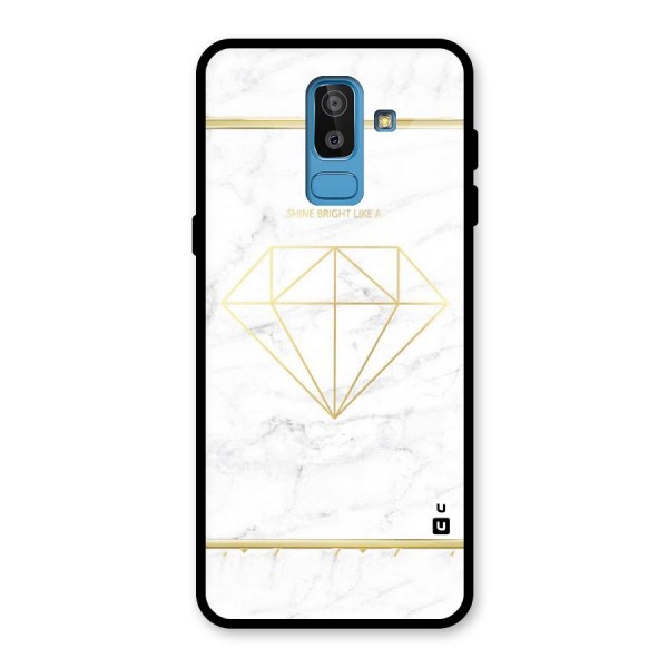 Bright Gold Diamond Glass Back Case for Galaxy J8